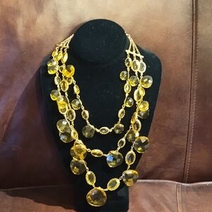 Kenneth Jay Lane Gold Necklace with Yellow Gems